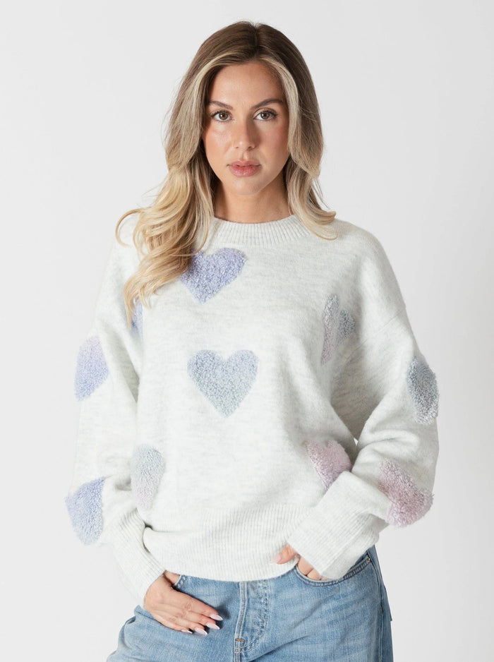 ECO SWEATER W/SHERPA HEARTS