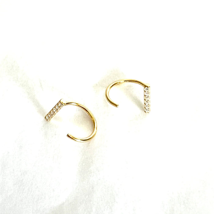 Bar Open Huggie Earrings-Royce & Oak-Cloud Nine Pajamas