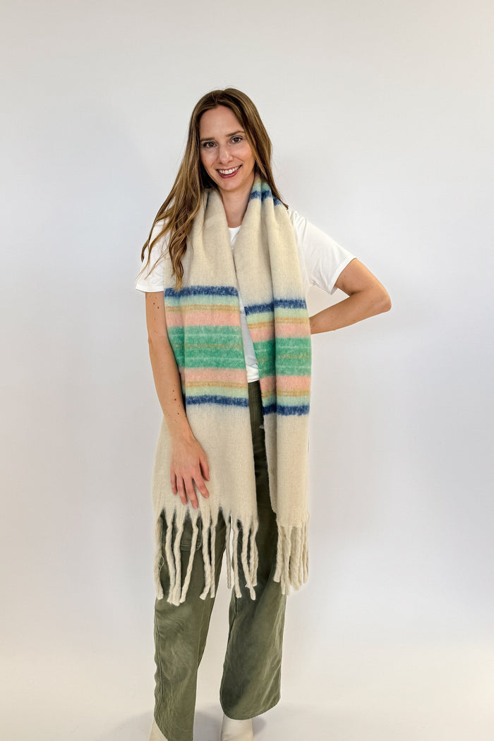 long oversize blanket scarf striped