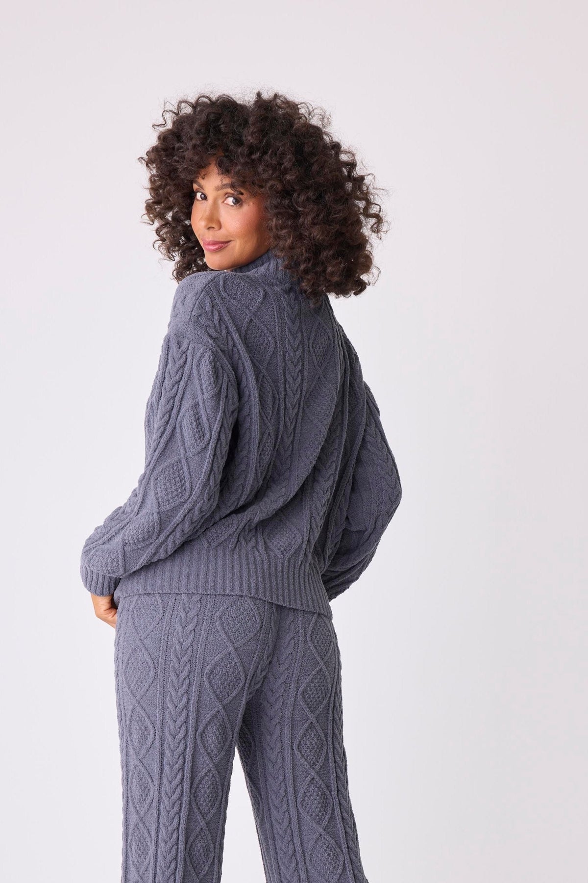 Chenille Cozy Cable Quarter Zip Sweater-Cardigans-PJ Salvage-Cloud Nine Pajamas