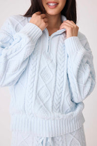 Chenille Cozy Cable Quarter Zip Sweater-Cardigans-PJ Salvage-Cloud Nine Pajamas