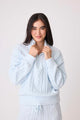 Chenille Cozy Cable Quarter Zip Sweater-Cardigans-PJ Salvage-BLUE AIR-SM-Cloud Nine Pajamas