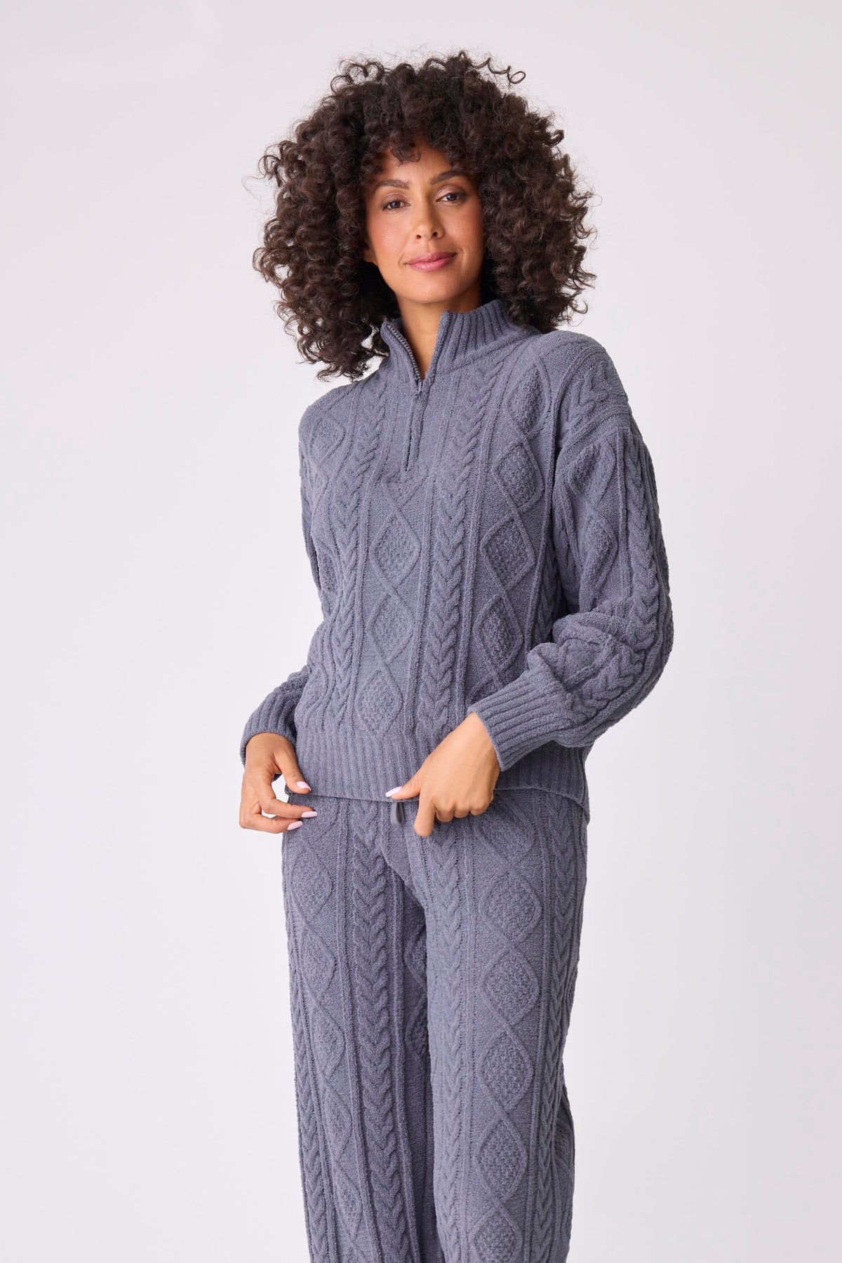 Chenille Cozy Cable Quarter Zip Sweater-Cardigans-PJ Salvage-Cloud Nine Pajamas