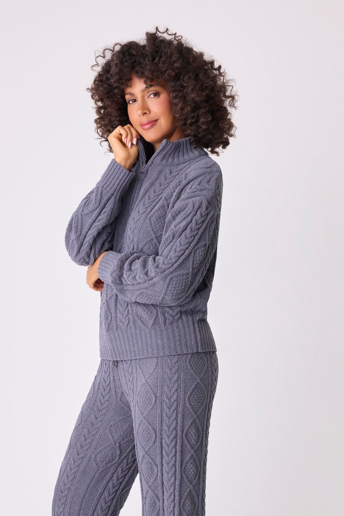 Chenille Cozy Cable Quarter Zip Sweater-Cardigans-PJ Salvage-Cloud Nine Pajamas