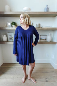 long sleeve navy nightgown bamboo 