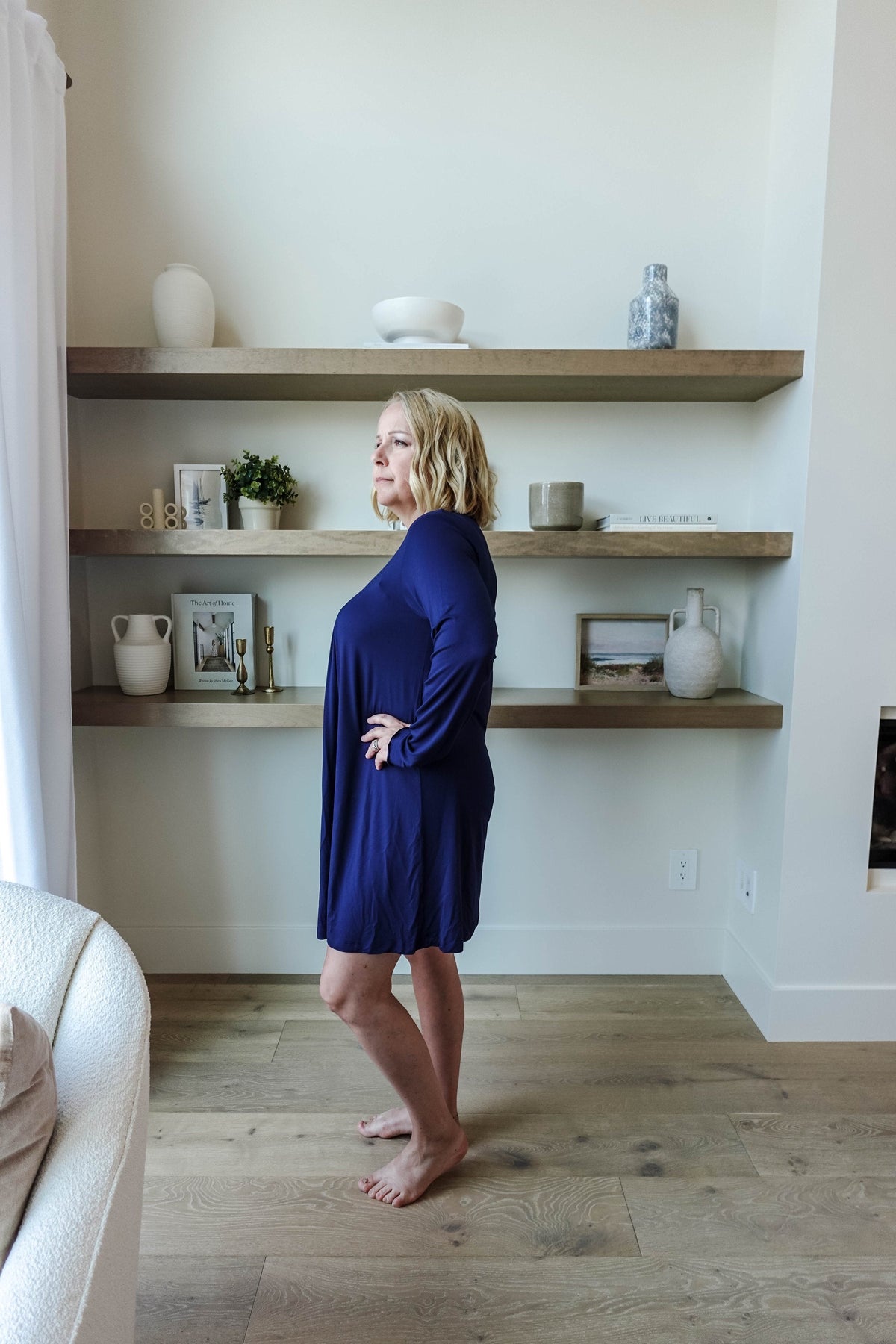 long sleeve navy nightgown bamboo 