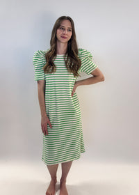 Dress Puff Sleeve Jersey Kelly Green