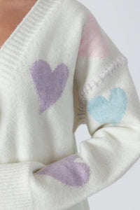 ECO CARDIGAN W/MULTICOLOURED HEARTS-Lyla & Luxe-Cloud Nine Pajamas