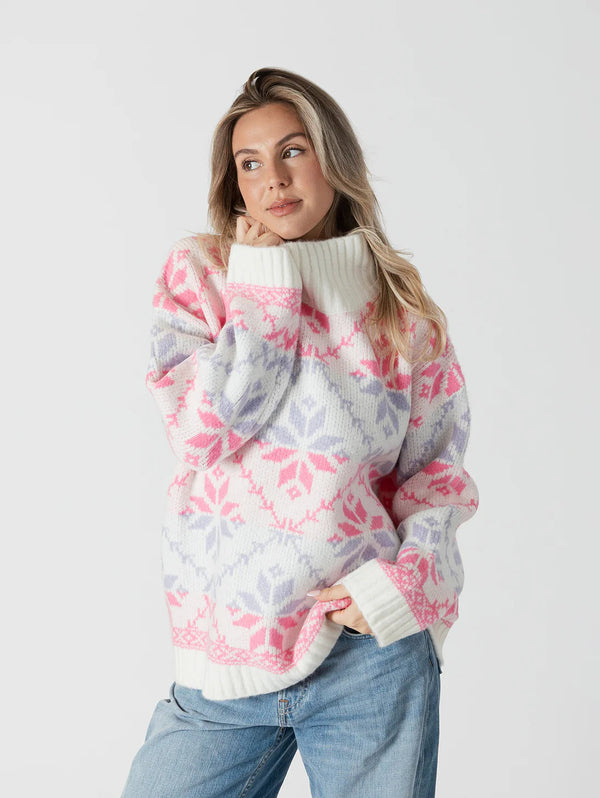 FAIR ISLE MOCKNECK SWEATER-Lyla & Luxe-Cloud Nine Pajamas