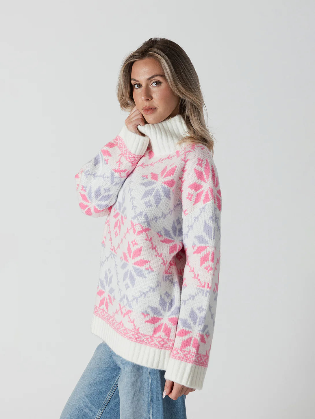 FAIR ISLE MOCKNECK SWEATER-Lyla & Luxe-Cloud Nine Pajamas