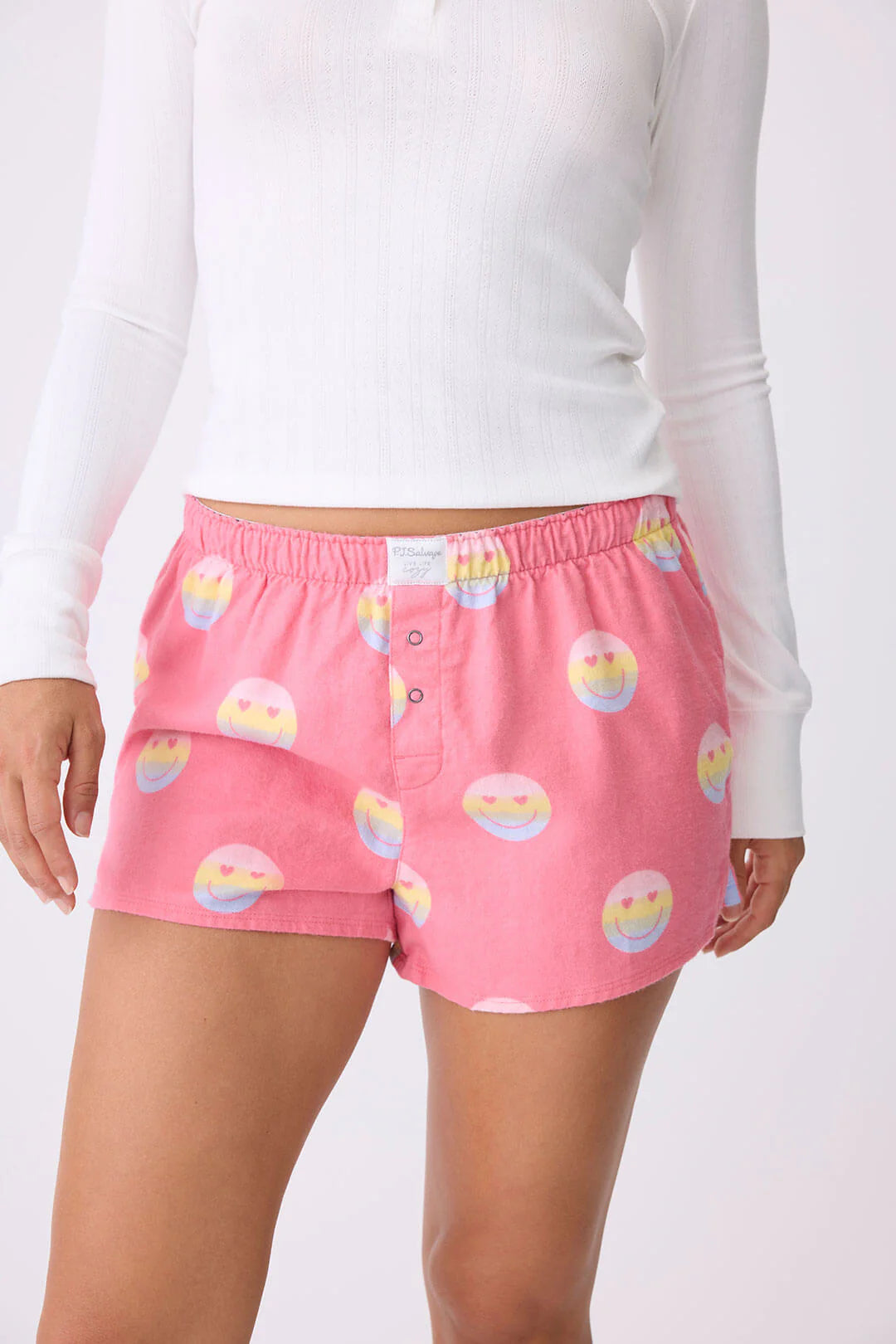 Flannel Shorts-Loungewear Bottoms-PJ Salvage-KEEP ON SMILING-XS-Cloud Nine Pajamas