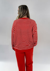 Merry Cloud Knit Pant Set red stripe