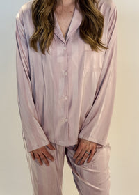 PJ Button Up Set Satin pearlle lavender purple