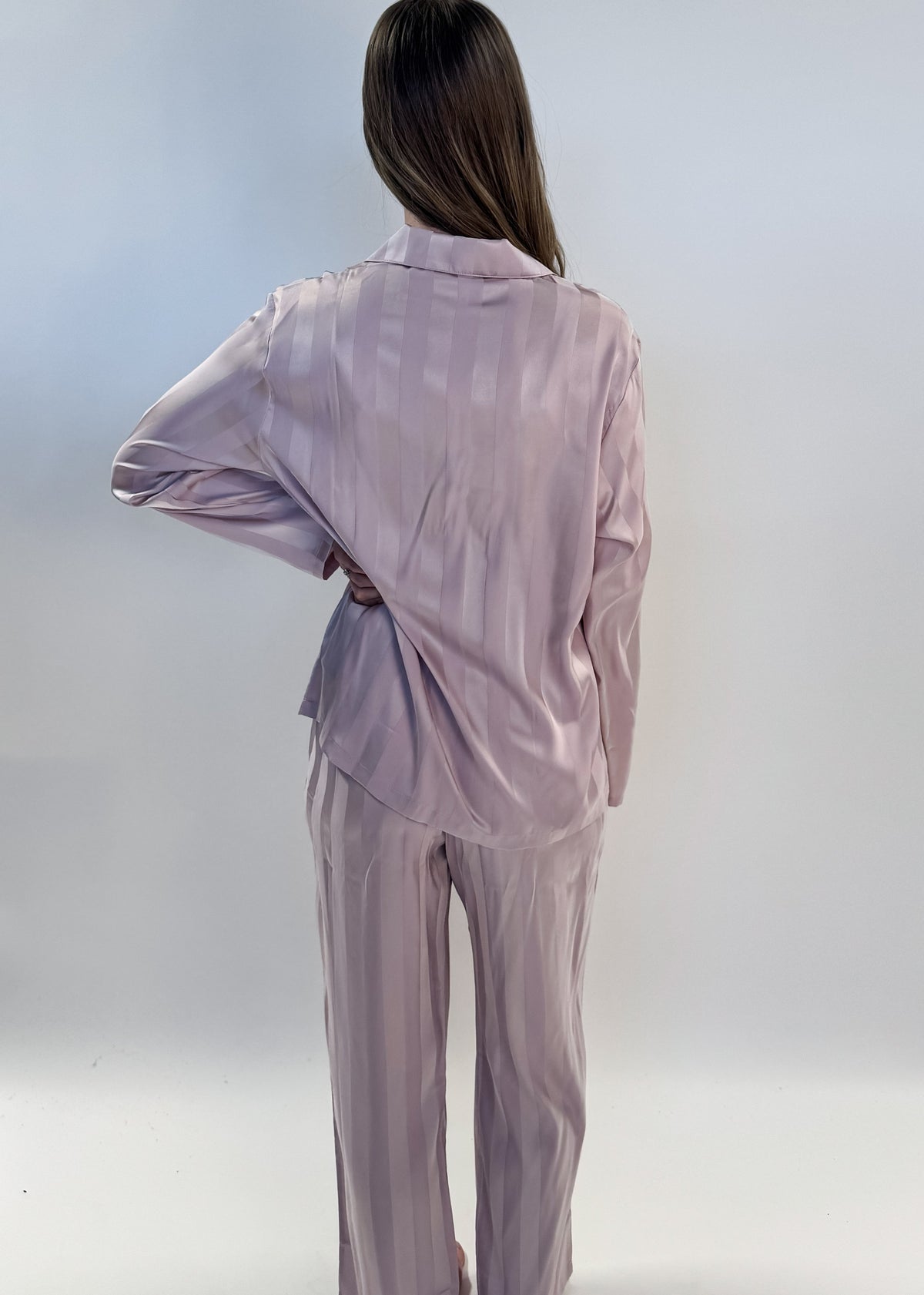 PJ Button Up Set Satin pearlle lavender purple