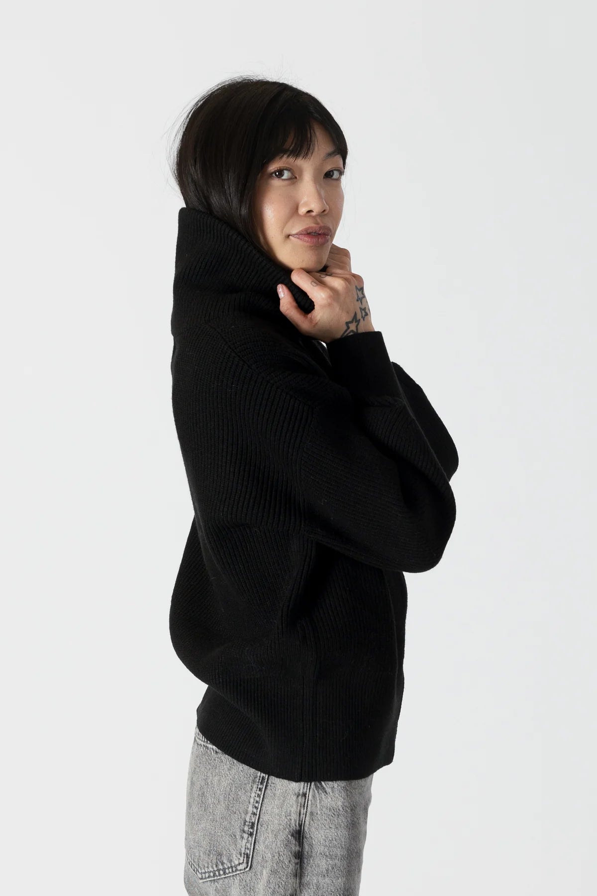 JAMES ZIP-UP CARDIGAN W/COLLAR | BLACK-Lyla & Luxe-Cloud Nine Pajamas