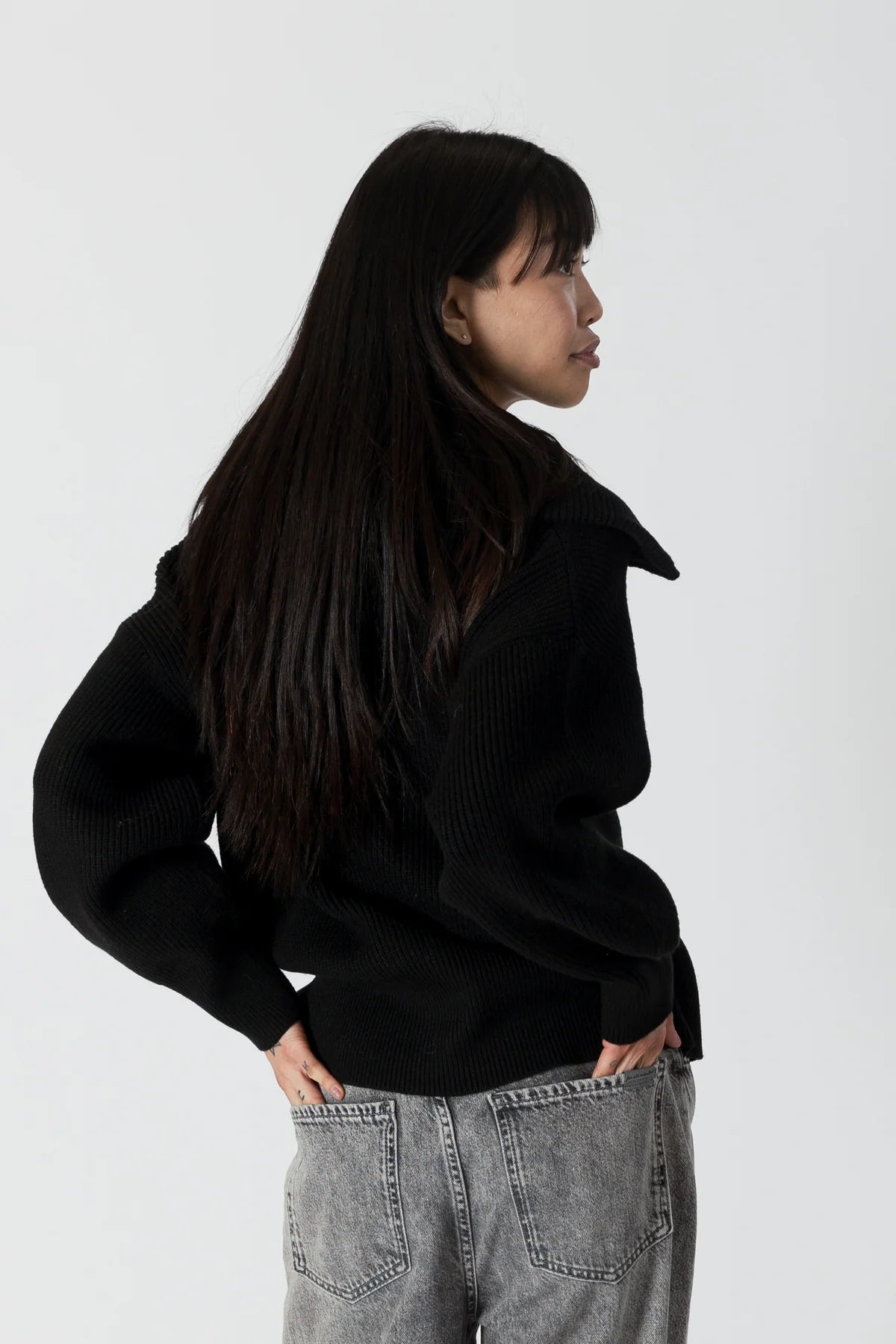 JAMES ZIP-UP CARDIGAN W/COLLAR | BLACK-Lyla & Luxe-Cloud Nine Pajamas