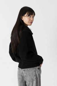 JAMES ZIP-UP CARDIGAN W/COLLAR | BLACK-Lyla & Luxe-Cloud Nine Pajamas