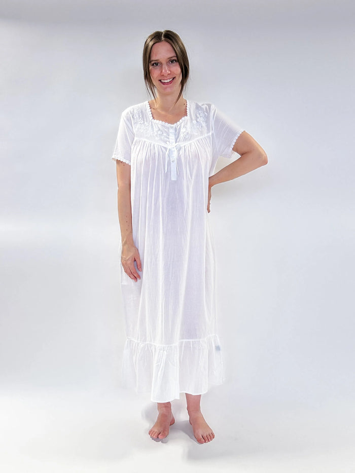 Nightshirt Long Embroidery with Buttons | SUMMER DRESS-Papa Fashion-Cloud Nine Pajamas