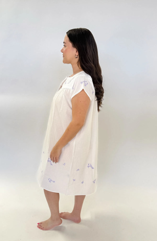 Nightshirt Short Lavender Embroidery | SUMMER DRESS-Papa Fashion-Cloud Nine Pajamas