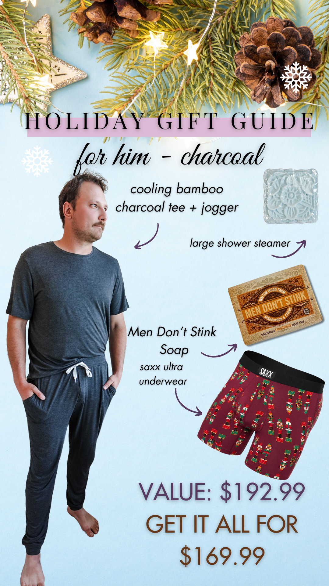 Men's PJ Gift Set - Charcoal