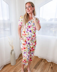 🌸 PJ Rolled Sleeve Tee/Capri | Flower Power 🌸-Georgia Rylan-Cloud Nine Pajamas