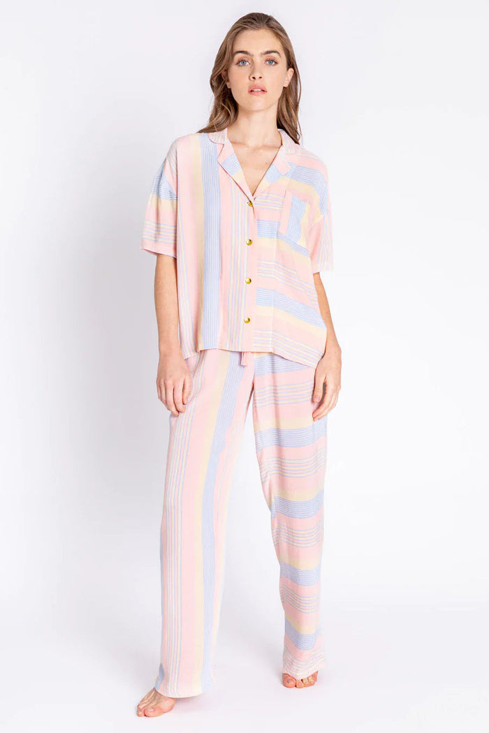 PJ Set Button Up Pant Sunset Stripe-PJ Set-PJ Salvage-Cloud Nine Pajamas