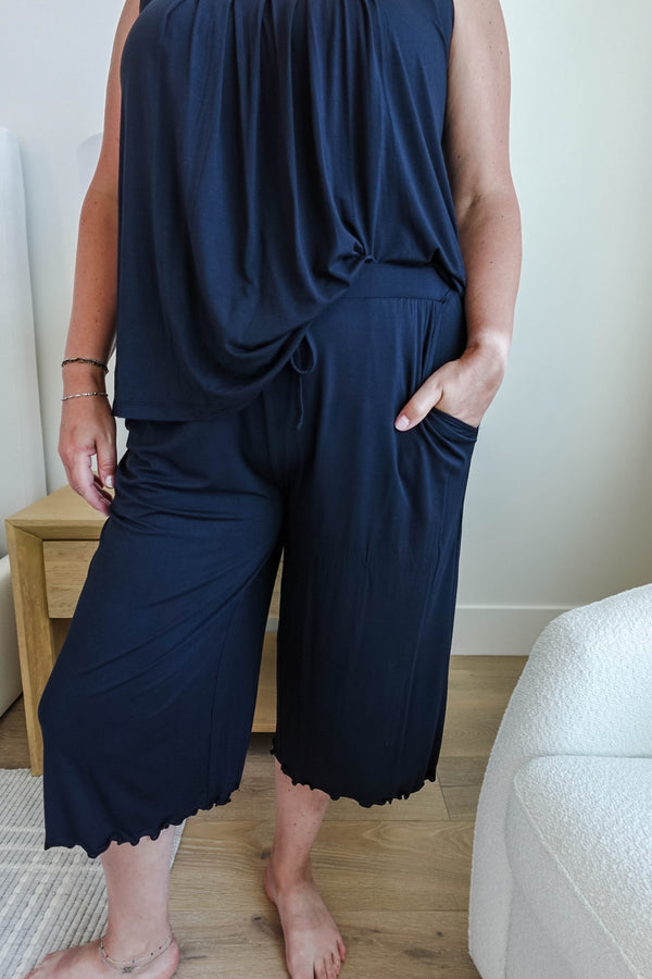 🖤 PJ Tank Pleated/Flutter Capri Black Beauty 🖤-Georgia Rylan-Cloud Nine Pajamas