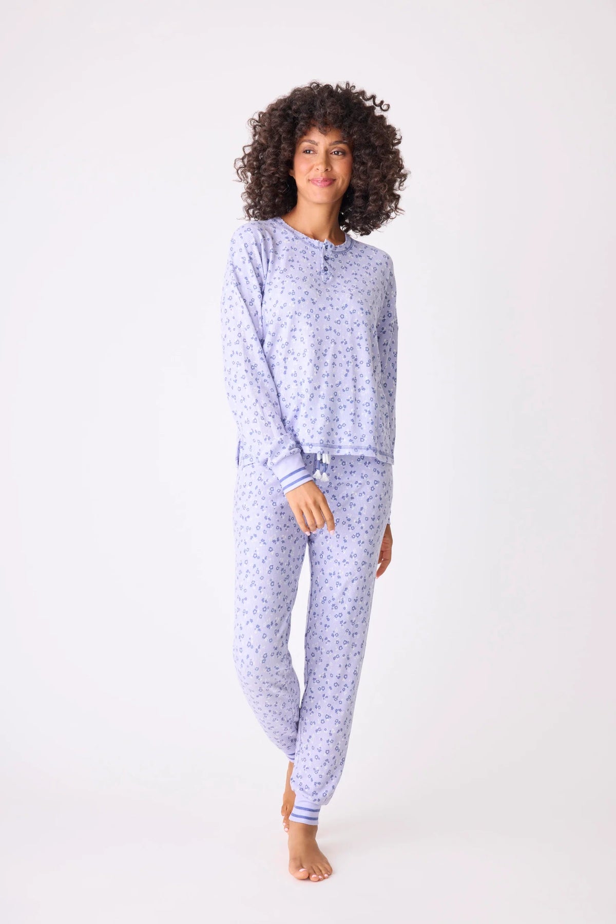 PJ Top/Jogger Peace & Love Ditsy Floral Thermal Set-PJ Set-PJ Salvage-Cloud Nine Pajamas