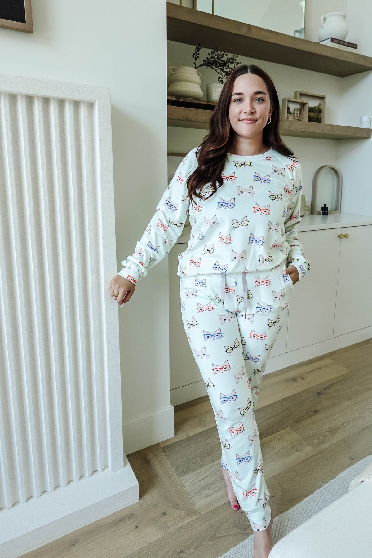 🐱 PJ Top/Jogger Velvety Velour Smart Kitty 🐱-MIRANDA NIC-Cloud Nine Pajamas