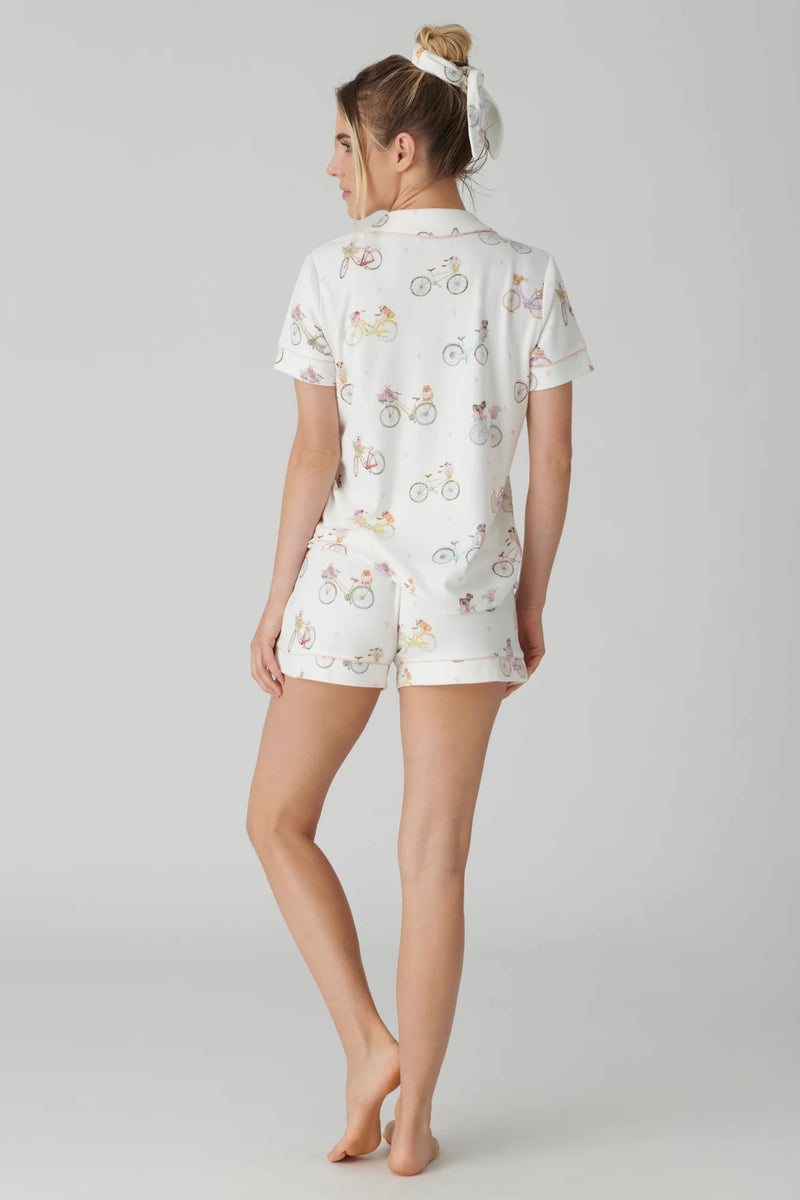 PJ Button Up Top/Short Set Floral Market