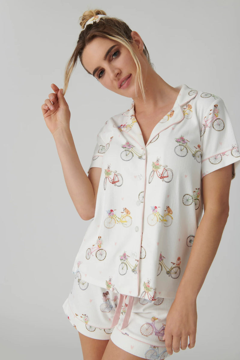 PJ Button Up Top/Short Set Floral Market