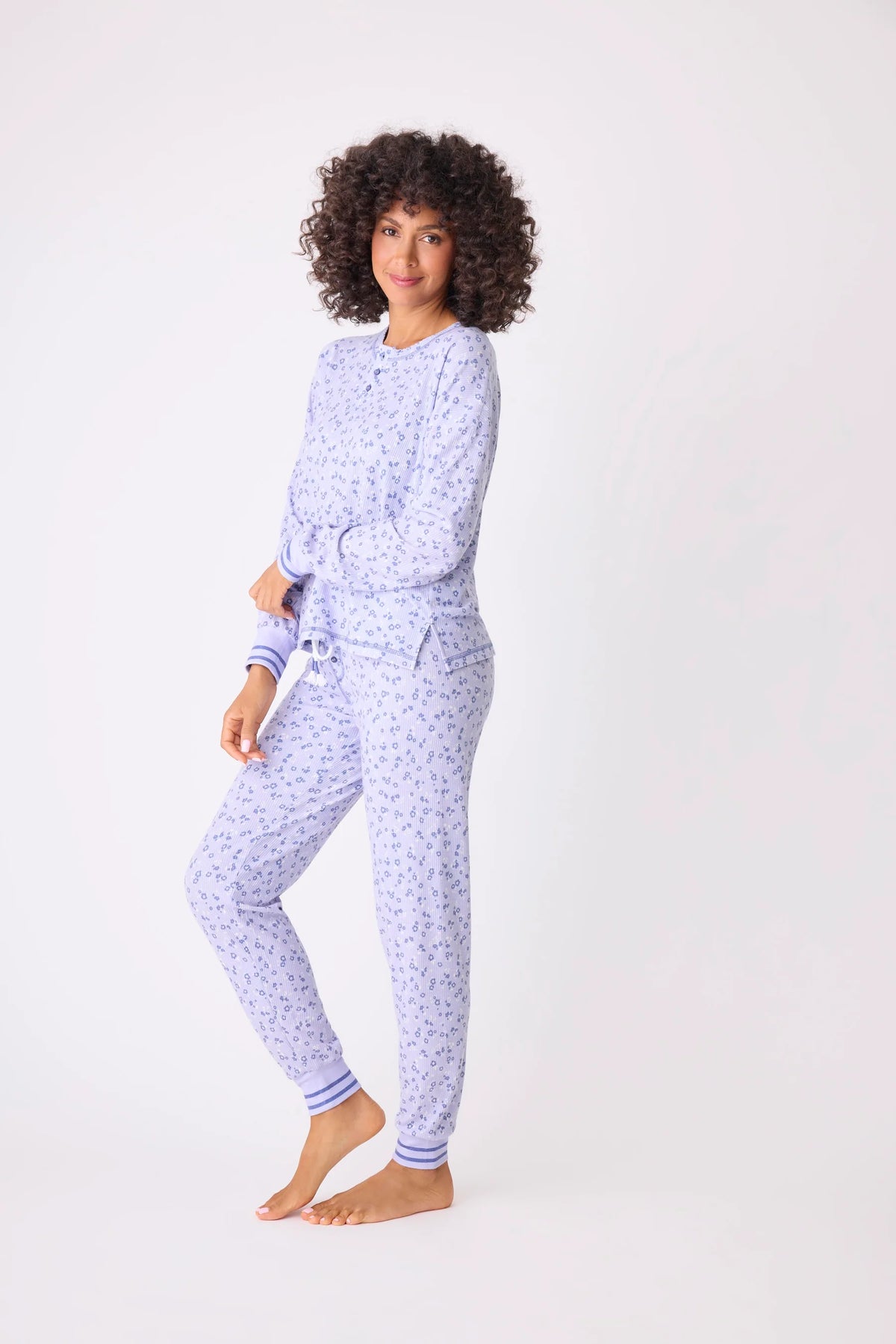 PJ Top/Jogger Peace & Love Ditsy Floral Thermal Set