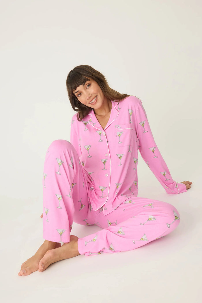 Playful Prints Button Up/Pant PJ Set-PJ Set-PJ Salvage-BUBBLEGUM MARTINI-XS-Cloud Nine Pajamas