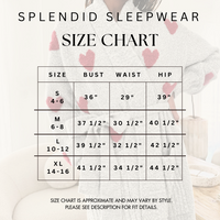 SPLENDID SLEEPWEAR SIZE GUIDE CLOUD NINE PAJAMAS