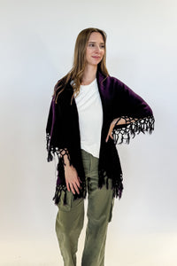 versatile shawl vest fall with tassels purple