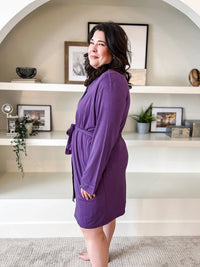 Short Bamboo Robe | English Violet