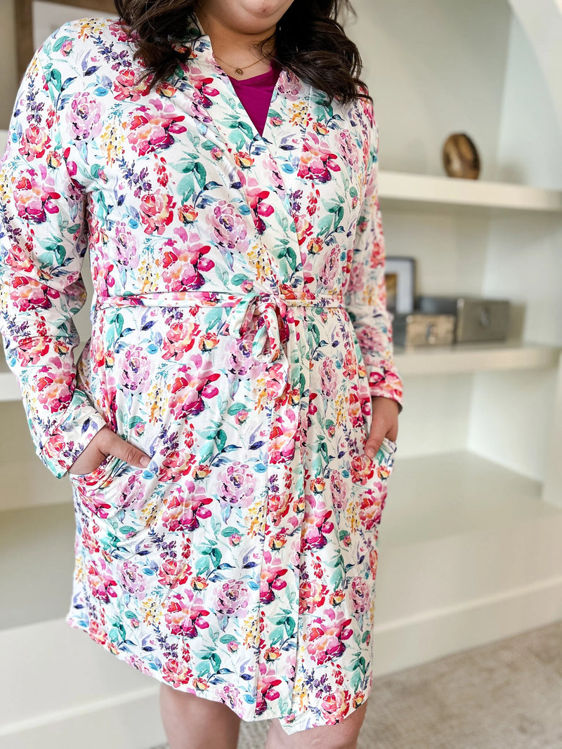 Short Bamboo Robe | Spring Blooms