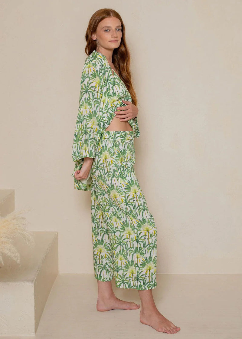 Silk-Like Pant Wide Leg Culotte-Latte Love-Cloud Nine Pajamas