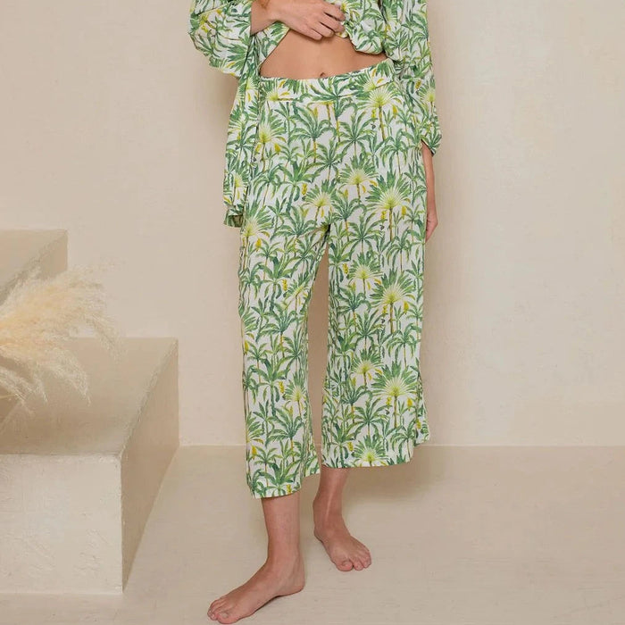 Silk-Like Pant Wide Leg Culotte-Latte Love-Cloud Nine Pajamas