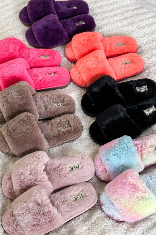 Slipper Slides Faux Fur-CLOUD NINE Accessories-Cloud Nine Pajamas