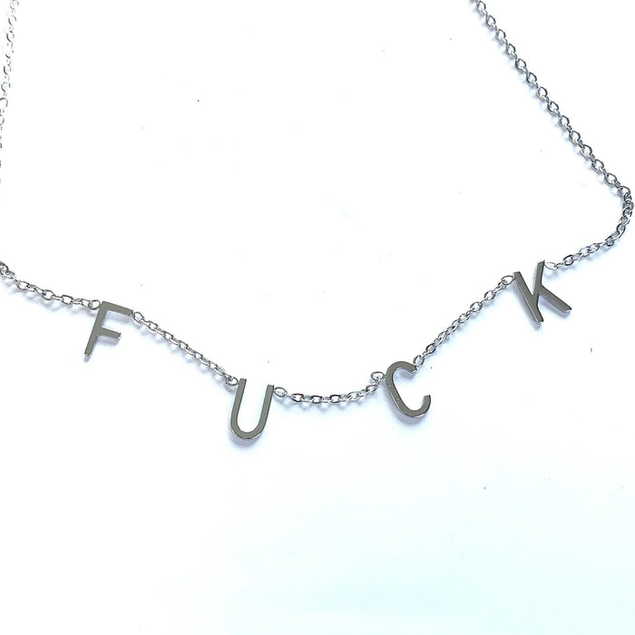 Swear F Necklace Silver-Royce & Oak-Cloud Nine Pajamas