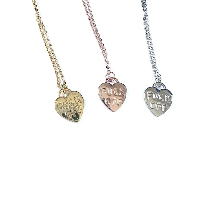 Swear F OFF Heart Necklace-Royce & Oak-Cloud Nine Pajamas