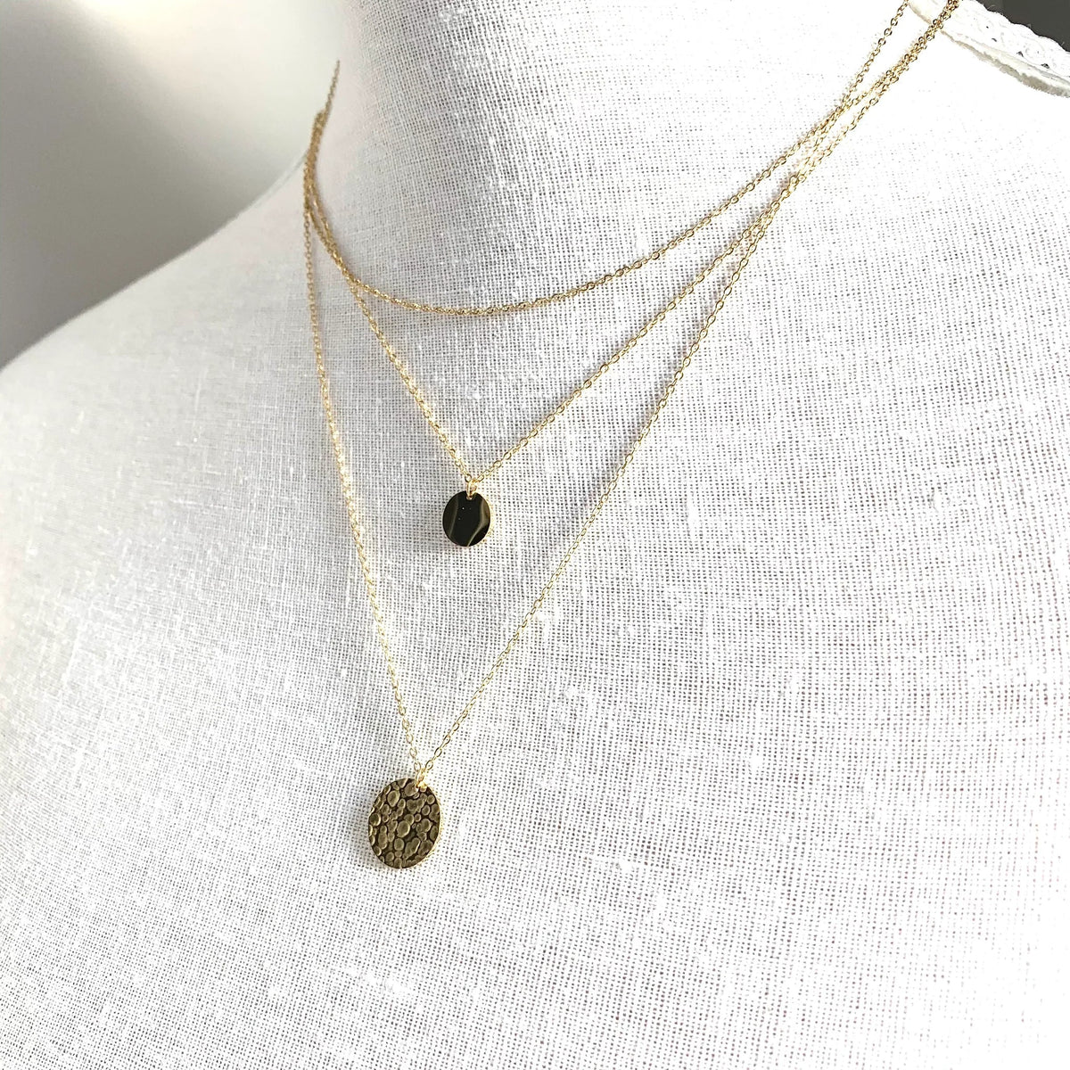 Textured Three Layered Necklace-Royce & Oak-Cloud Nine Pajamas