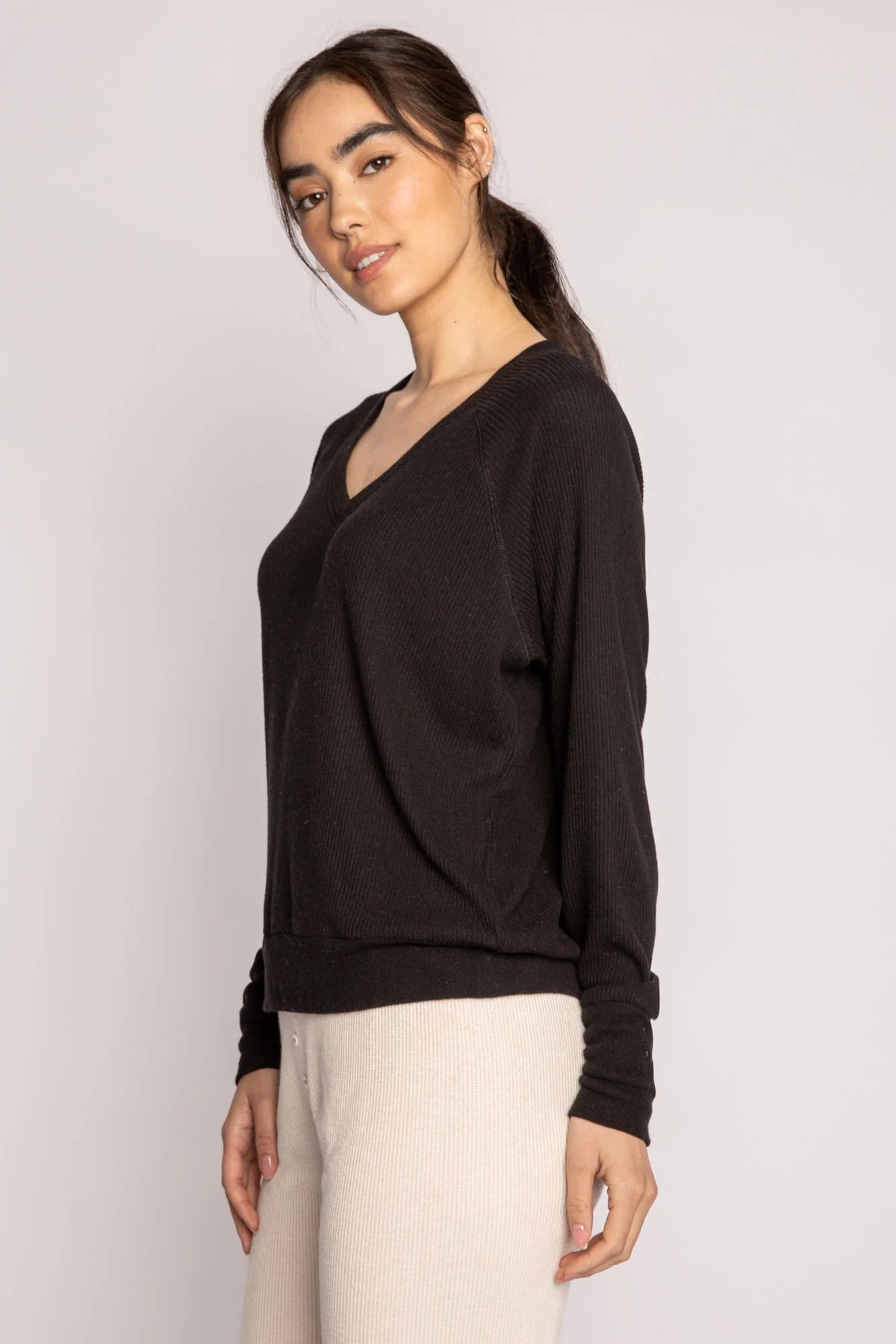 Top Long Sleeve Textured Essential-Tees & Tanks - Basic-PJ Salvage-Cloud Nine Pajamas