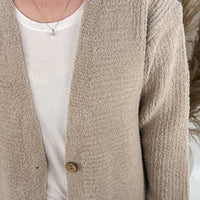 V-Neck Cardigan w/ Pockets & Button Closure-COZYLUXE-Cloud Nine Pajamas