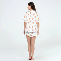 pj button up short set waffle print honeydew