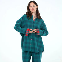 golden hour long p flannel set honeydew