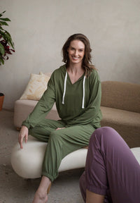 Lounge Set V Neck Hoody & Jogger latte love