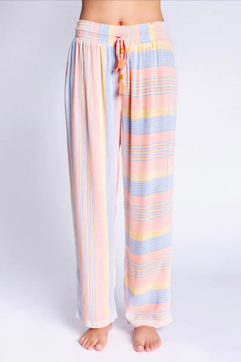 PJ Set Button Up Pant Sunset Stripe