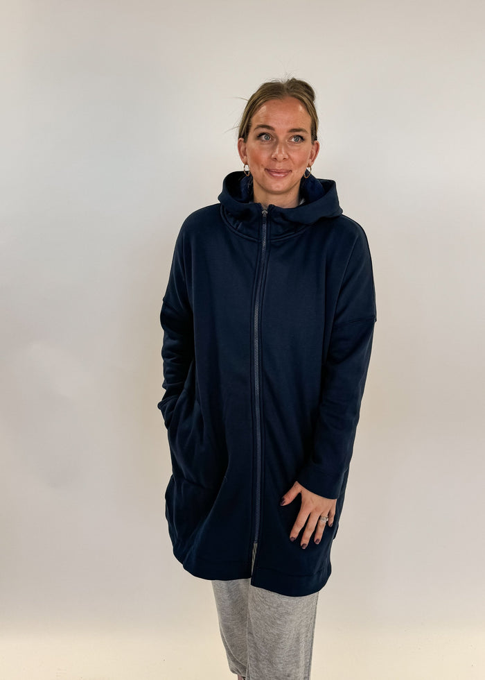 Long Hoodie Zip Up Navy scarlette ellie